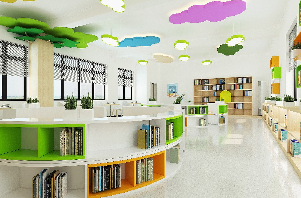 幼儿园小学阅读室图书馆装修全景效果图方案