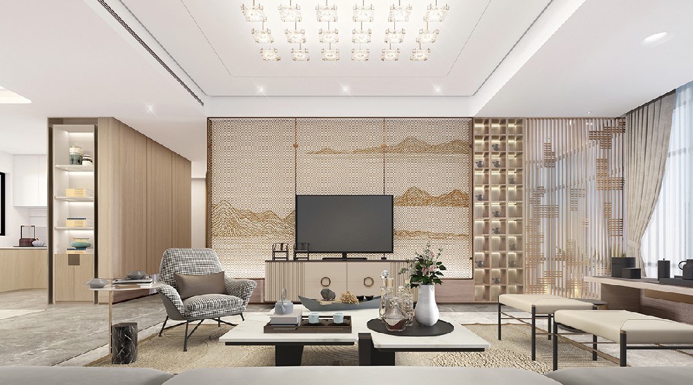 别墅大宅新中式方案效果图