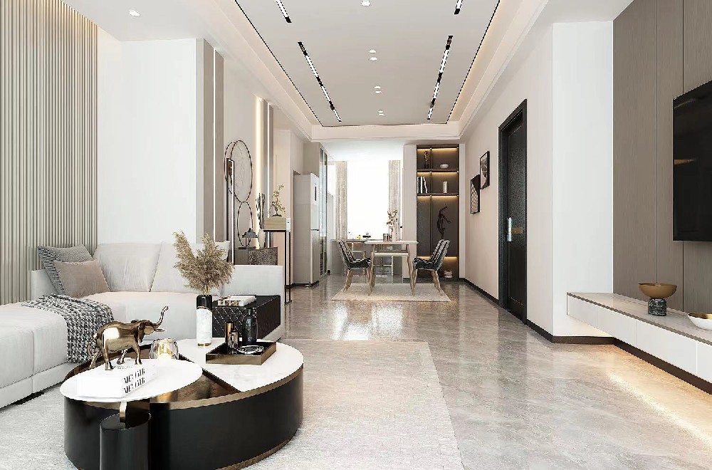 现代简约轻奢风格家装设计全景效果图