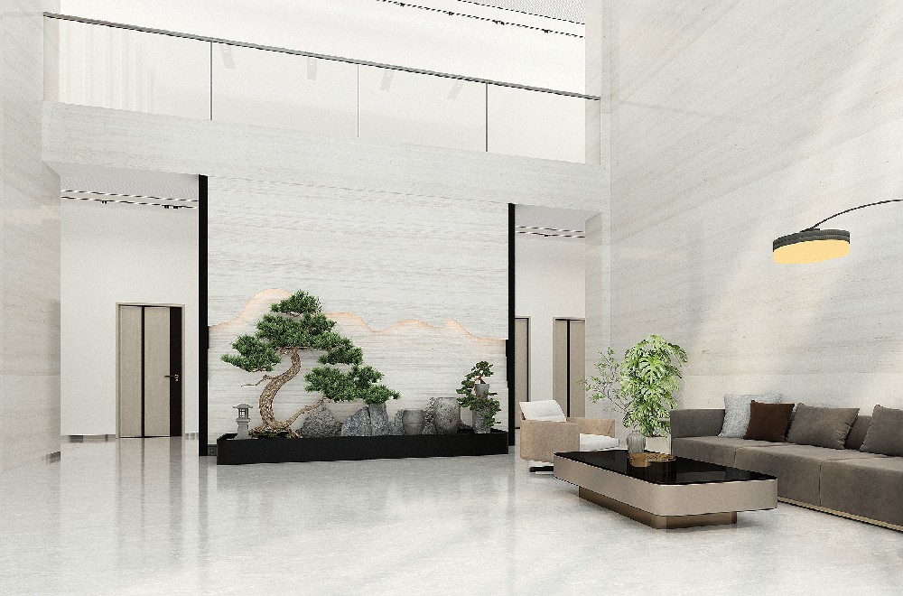 办公写字楼前厅大厅工装设计方案效果图