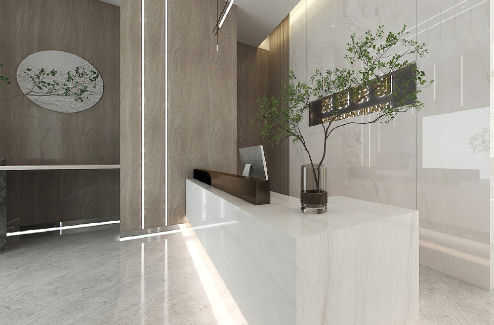 公司办公室前台，现代办公室设计施工